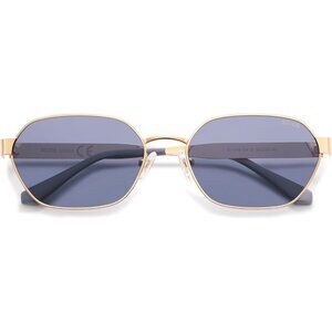 Unisex Gold/Purple Trendy Hexagon Sunglasses for UV400 Retro Rectangle Shades